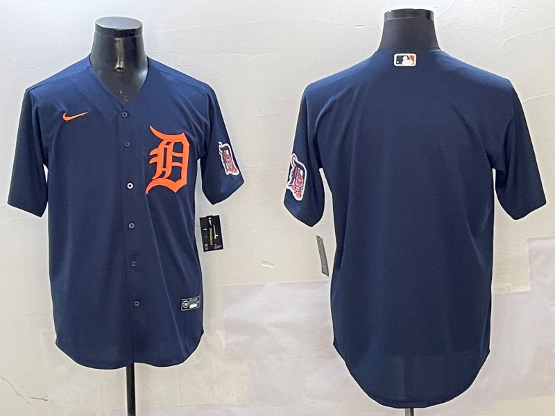 Men Detroit Tigers Blank Drak Blue Game 2025 Nike MLB Jersey style 2
